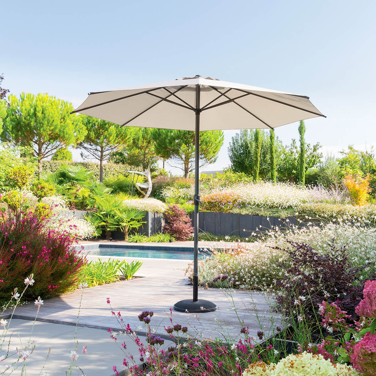 Parasol droit rectangulaire inclinable "Loompa" blé 3m