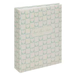 Album-photo Pika 200 photos motif coeurs blanc et vert