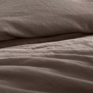 Housse de couette pur lin lavé 165 g/m² uni marron Le lin lave ebene