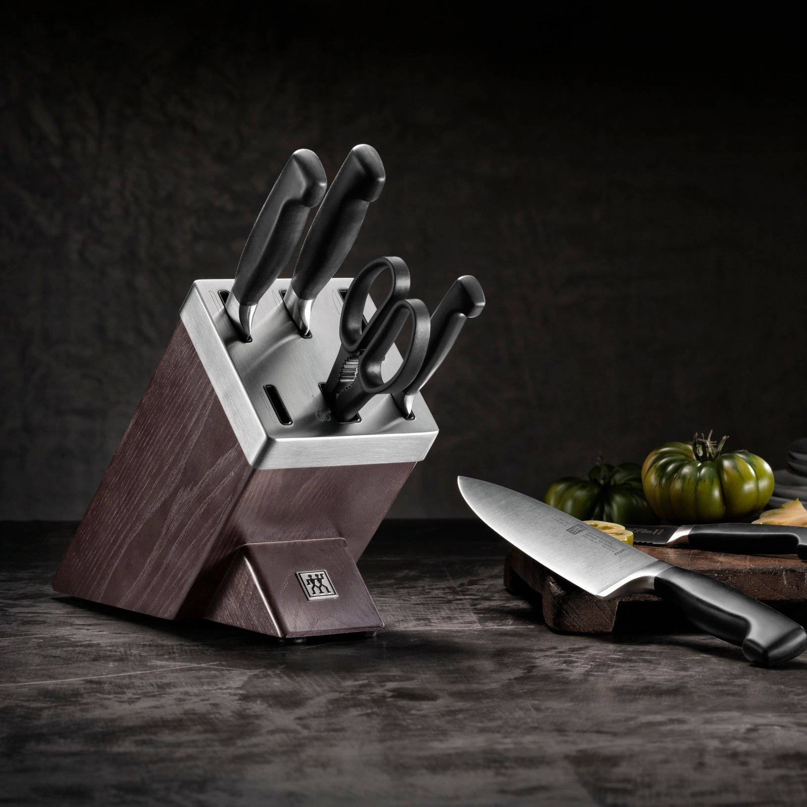 7-pcs, Bloc de couteaux, Brun