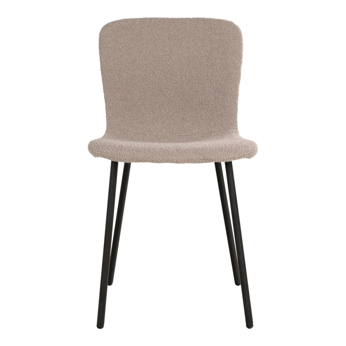 Set 2 sedie da pranzo Halden in bouclé beige con gambe nere