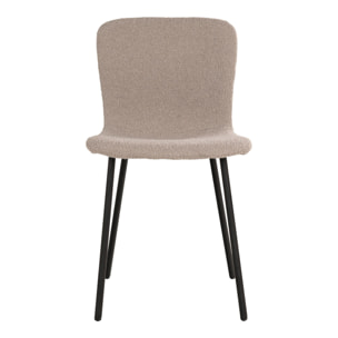 Set 2 sedie da pranzo Halden in bouclé beige con gambe nere