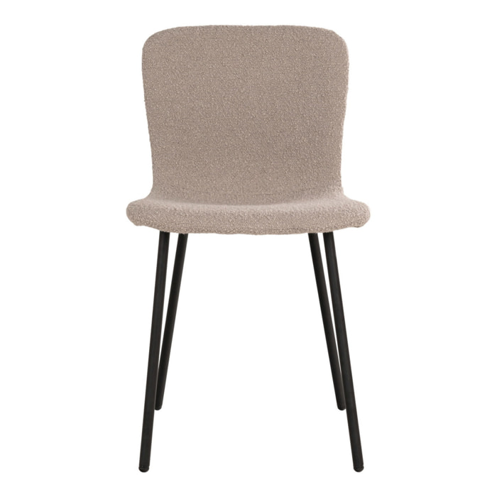 Set 2 sedie da pranzo Halden in bouclé beige con gambe nere