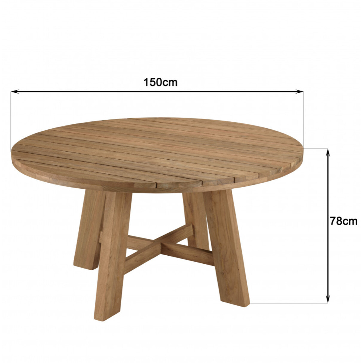 KALLY - Table à manger de jardin ronde 150x150cm teck recyclé