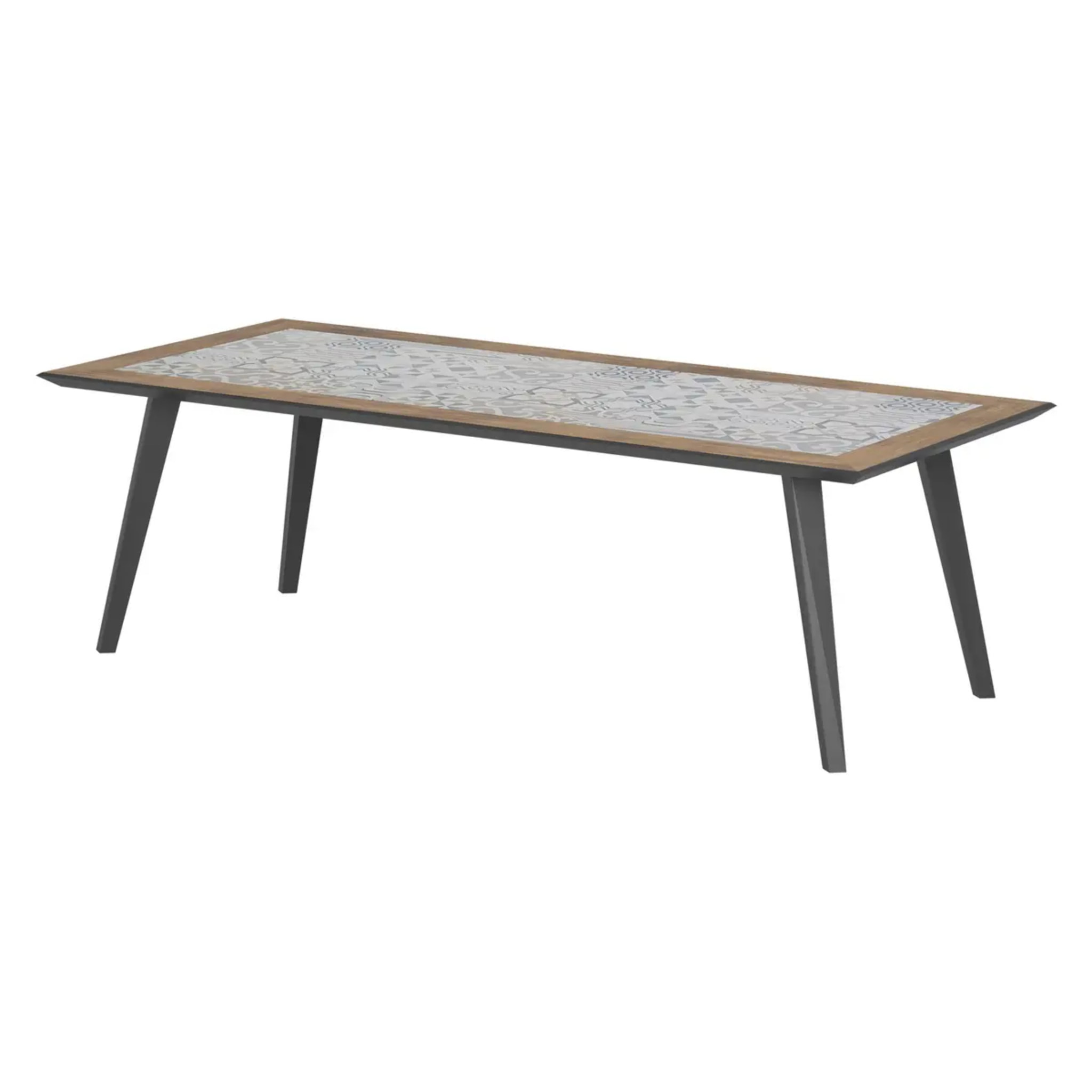 Table de jardin rectangulaire "Lambada" céramique & graphite 8 places en acier traité époxy