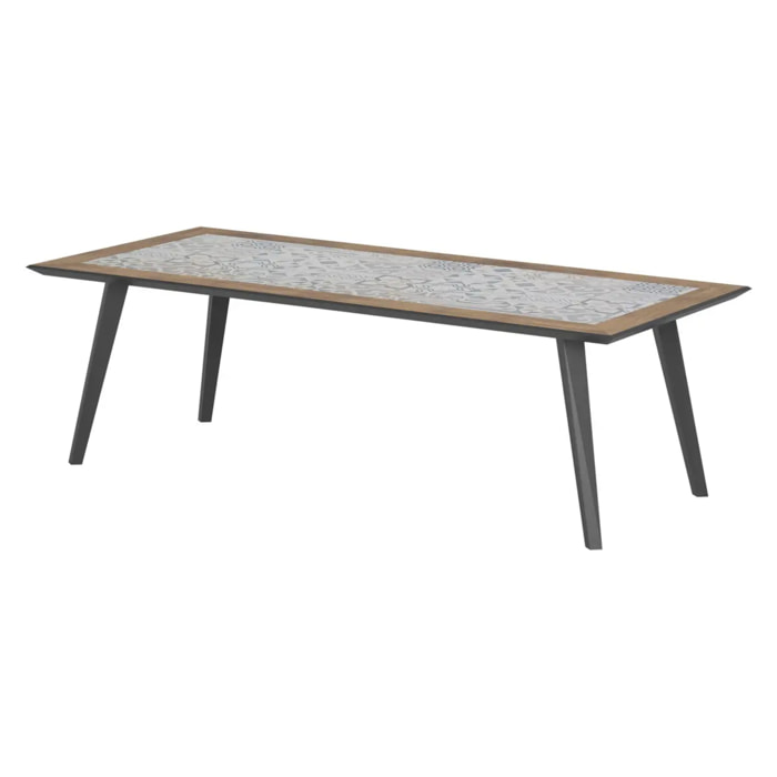Table de jardin rectangulaire "Lambada" céramique & graphite 8 places en acier traité époxy