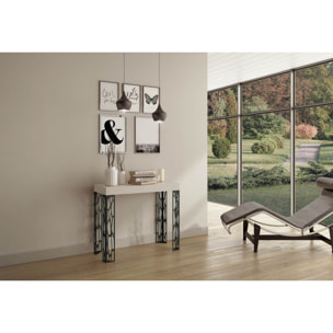 Consolle allungabile 90x40/300 cm Ghibli Bianco Frassino telaio Antracite.