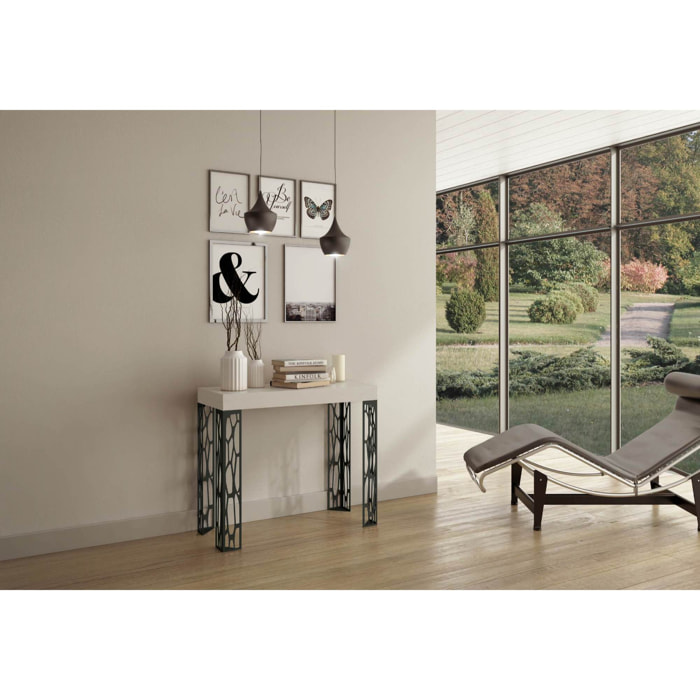 Consolle allungabile 90x40/300 cm Ghibli Bianco Frassino telaio Antracite.