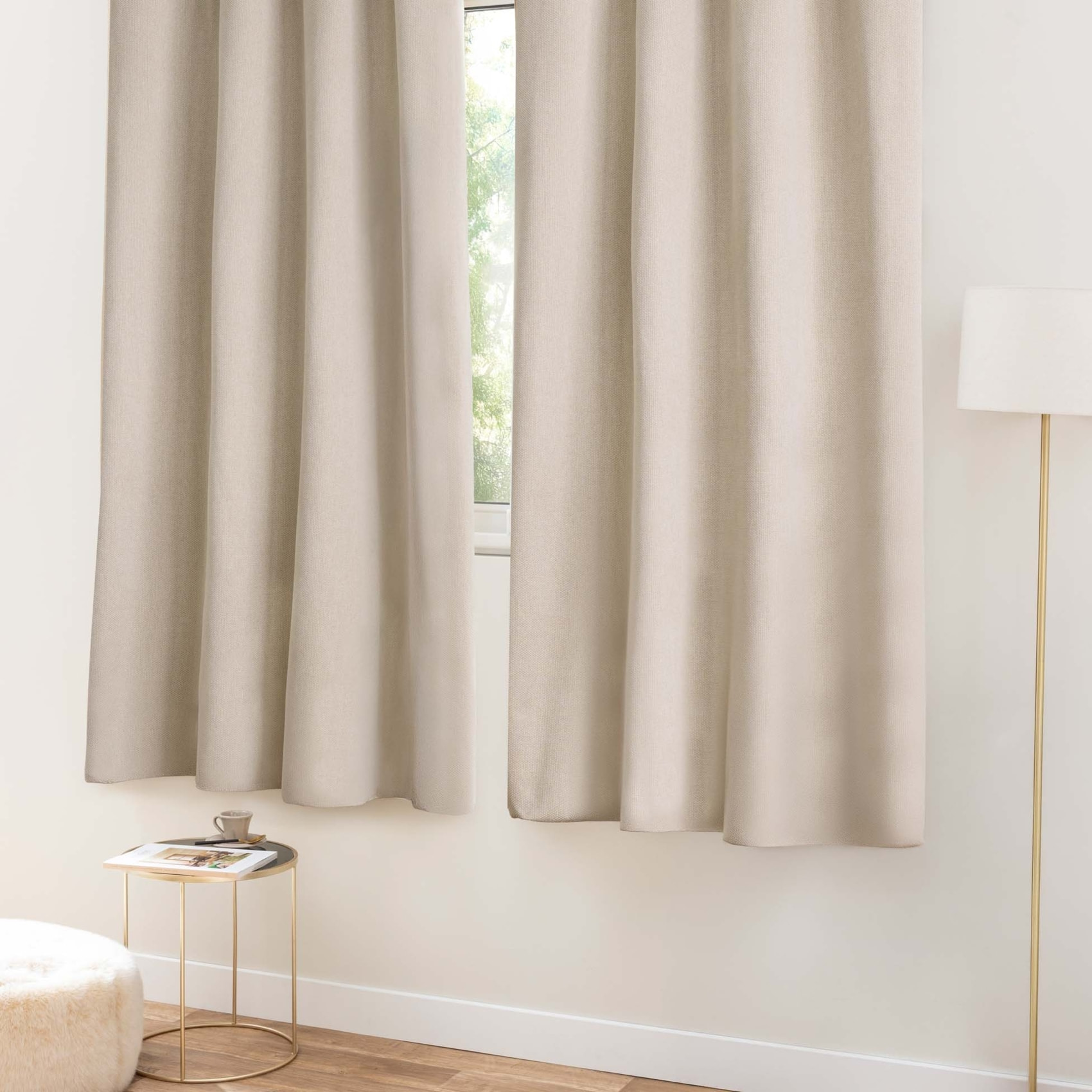 Rideau 100% occultant à œillets en tissu uni - Naturel