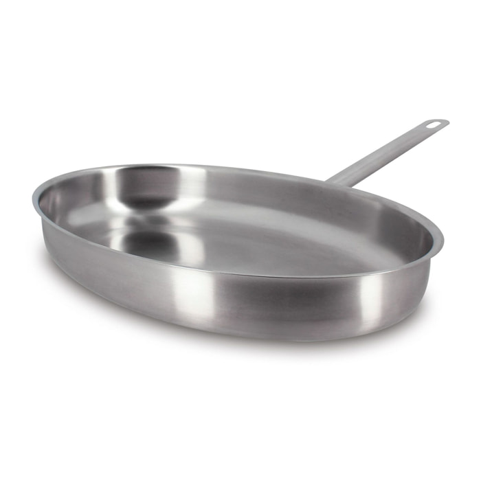 Poêle à poisson en acier inoxydable 37,5cm - tous feux PROFESSIONNEL