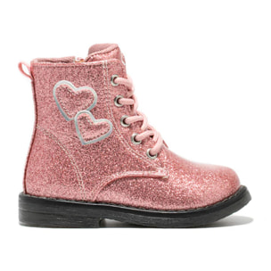 Botines de Bebé Corazones Cordones Rosa