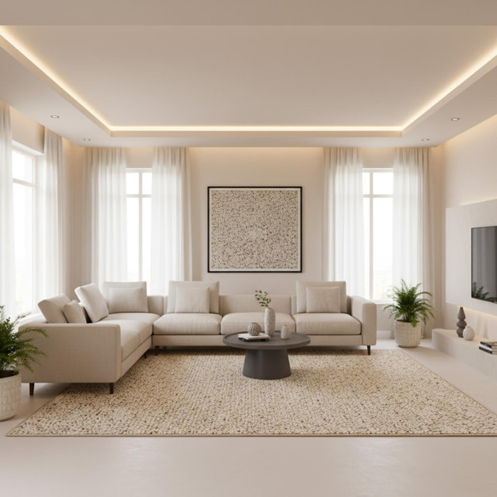 Tapis salon et chambre fait main en laine motif simple BEFI