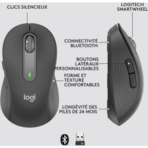 Souris sans fil LOGITECH Signature M650 L Graphite - grde taille