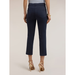 Motivi - Pantaloni kick flare in drill - Blu