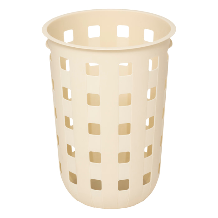 Panier à linge avec couvercle ajouré en bambou - Beige