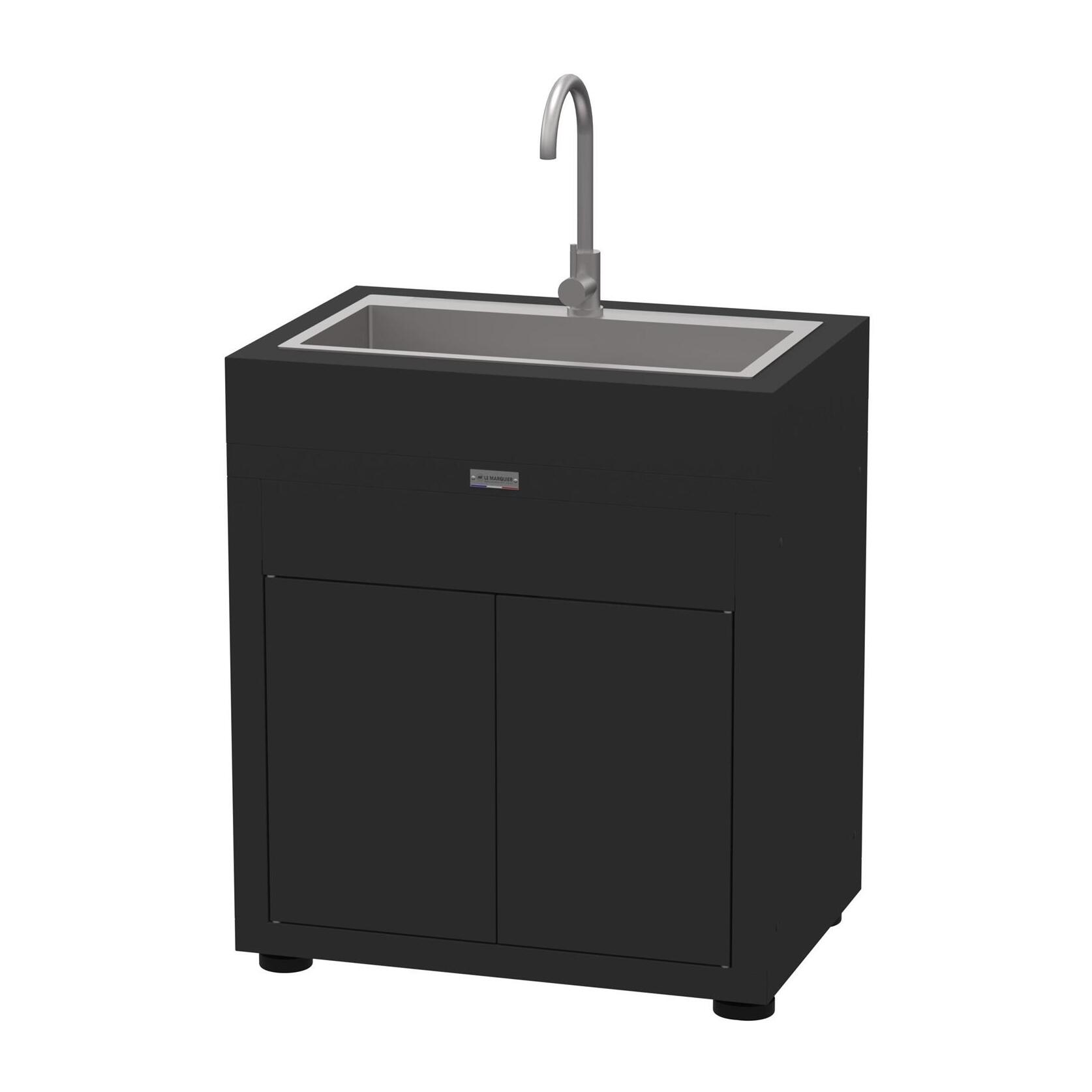 Meuble Avec Evier Integre, 80 X 55 cm Noir - LE MARQUIER