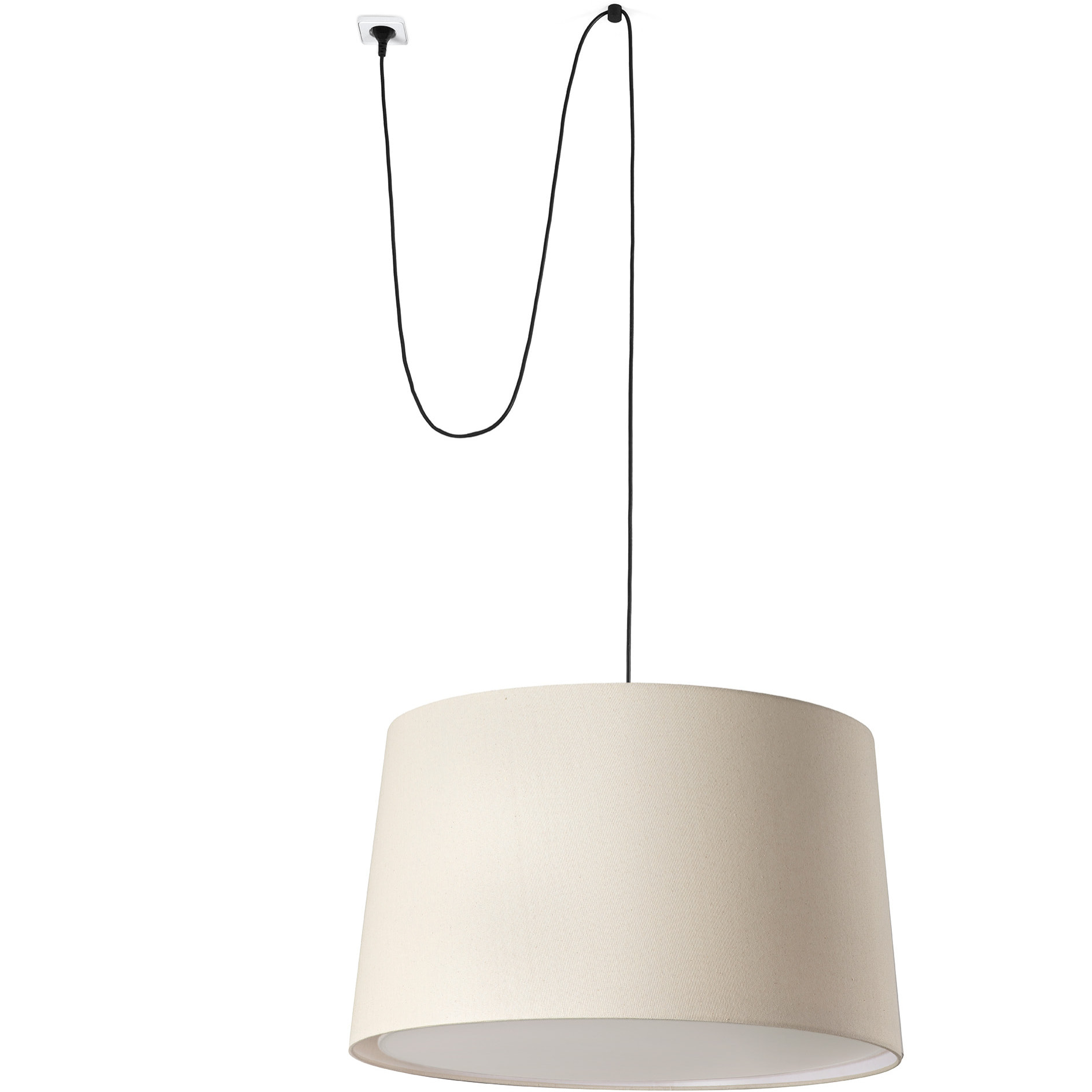 WINDSOR Lampe suspension avec fiche noir/lin