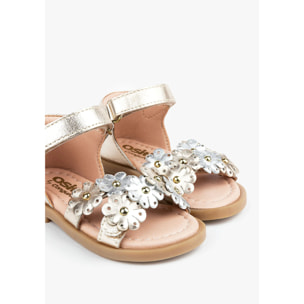 Sandalias De Bebé Estampado Margaritas En Oro