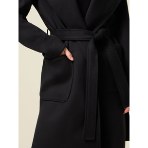 Oltre - Cappotto con cappuccio e cintura - Nero