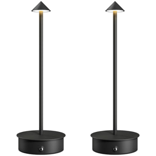 Juego de 2 Lámparas de Mesa Recargables por USB, Lámparas de Mesita de Noche Regulables con Control Táctil, 3000K/4500K/6000K, Luz LED Incluida, para Dormitorio, Salón u Oficina, Negro
