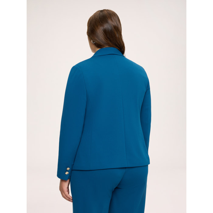 Fiorella Rubino - Blazer corto en tejido elástico - Petrol Blue