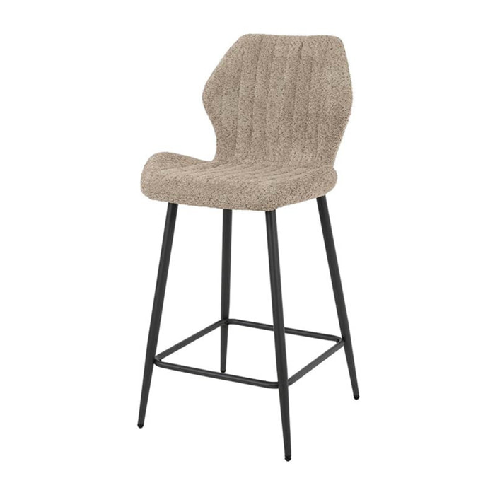 Dahi - lot de 2 tabourets de bar - support lombaire - en tissu bouclette sable - Sable