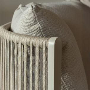 Salon de jardin beige 8 places tissu et structure aluminium BELLAGIO