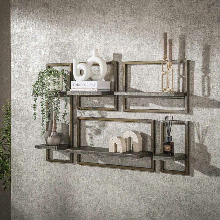 Etagère murale de salon style vintage (ensemble de 5) RALF