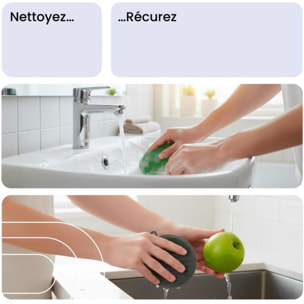 Eponge ESSENTIELB en Silicone x5 - Hygiénique et Réutilisable, Nettoyage Multi-usages, Surfaces et Anti-rayures