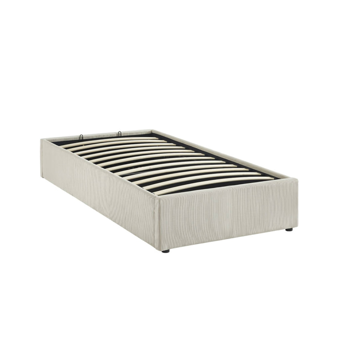 Lit coffre sommier à lattes 90 x 190cm velours côtelé (fine côte) DEVON