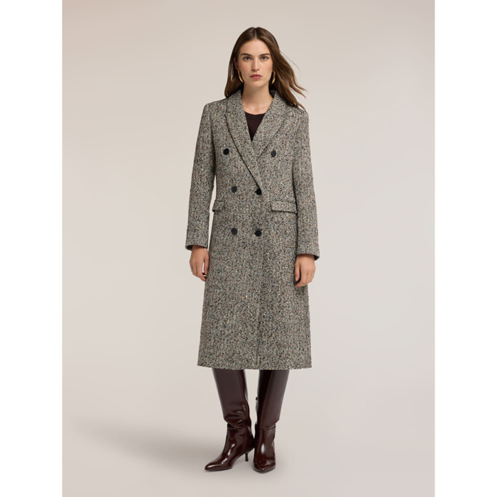 Motivi - Cappotto doppiopetto in tessuto spigato - Grigio