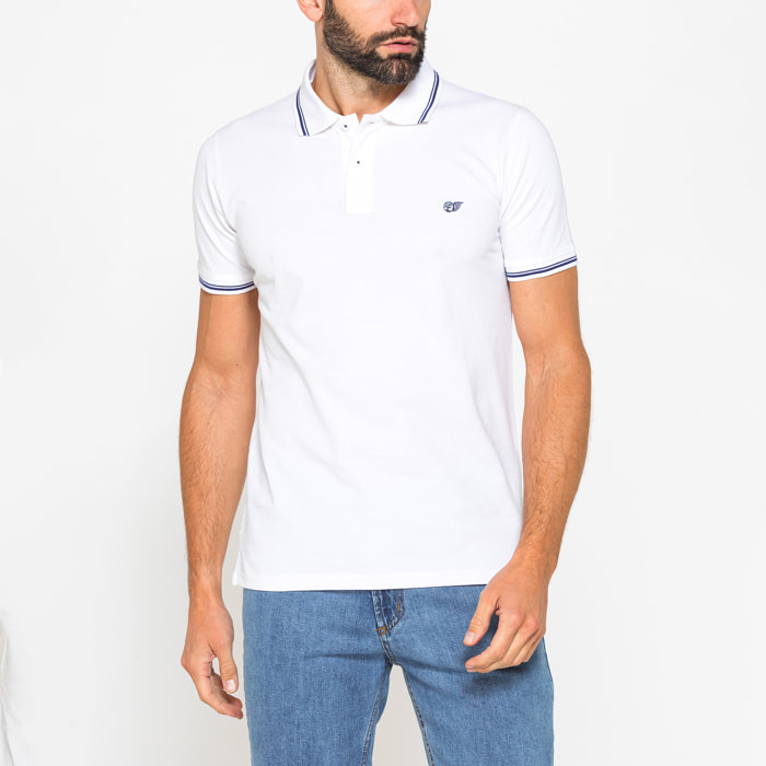 POLO IN PIQUET DI COTONE CON TIPPING A CONTRASTO