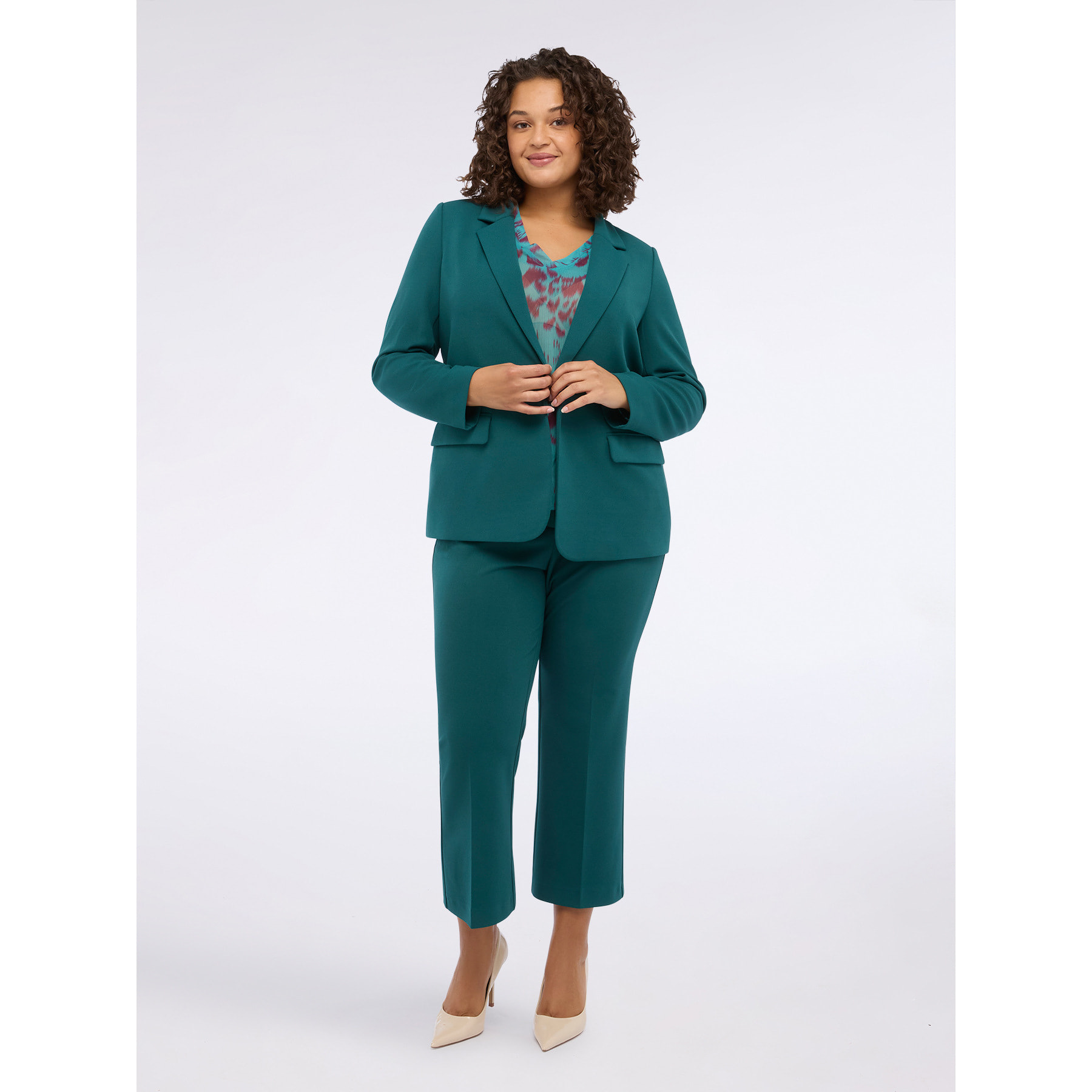 Fiorella Rubino - Blusa stampa astratta in creponne - Ottanio