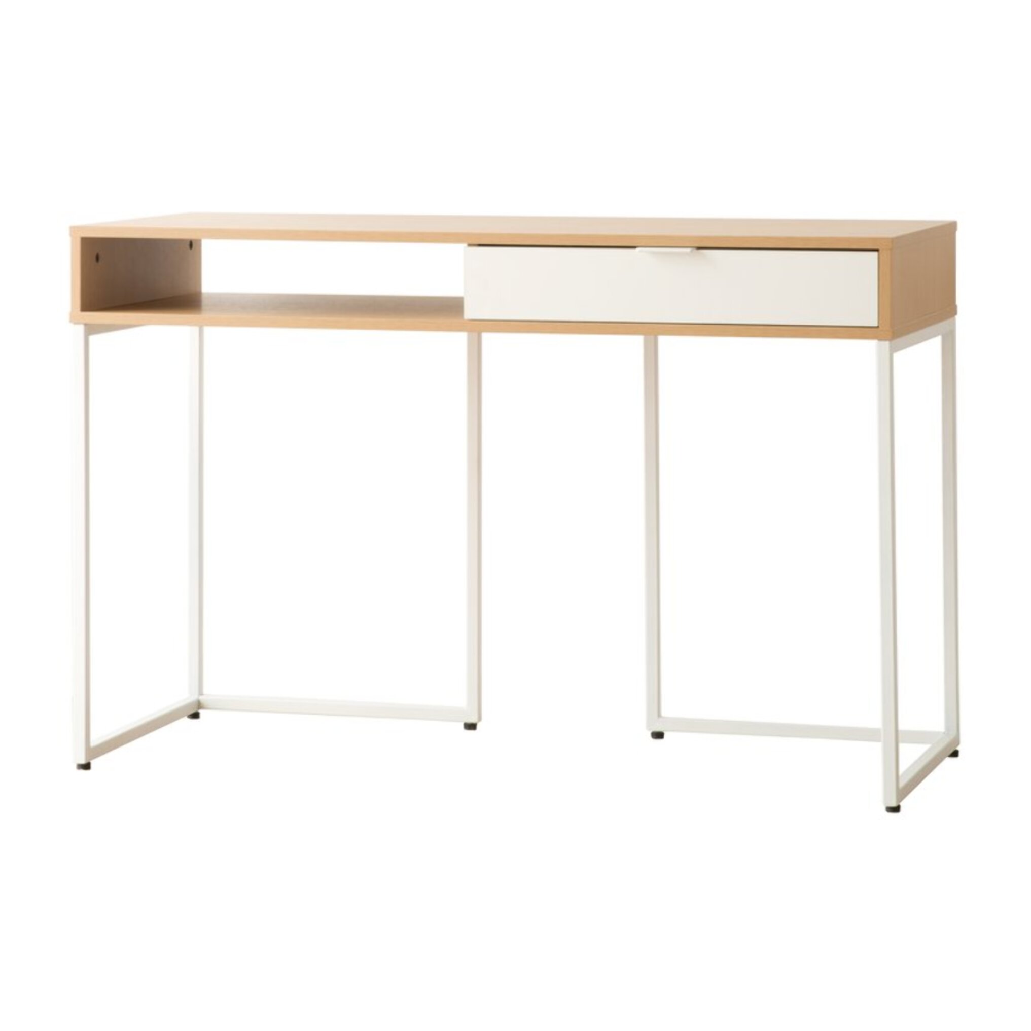 Bureau Gauguin -tableau technique stratifié-couleur chêne clair/blanc 120 x 78 x 50 cm