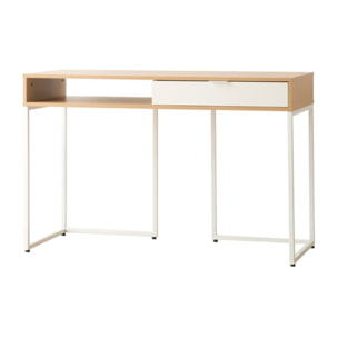 Bureau Gauguin -tableau technique stratifié-couleur chêne clair/blanc 120 x 78 x 50 cm