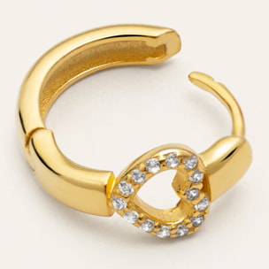 Pendiente Suelto Aro Corazón Plata Baño Oro