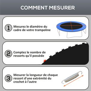 Tapis de rechange trampoline Ø 2,4 m ressorts 14 cm outil 42 crochets en V inclus