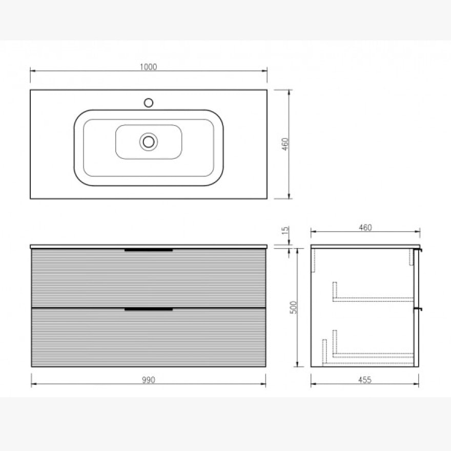 Meuble simple vasque 100 cm noir Aqualinea