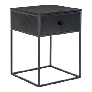 Tavolino Vita con cassetto in MDF e acciaio nero 40x40x55 cm