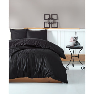 Parure housse de couette et taie(s) oreiller 100% Satin de Coton rayé