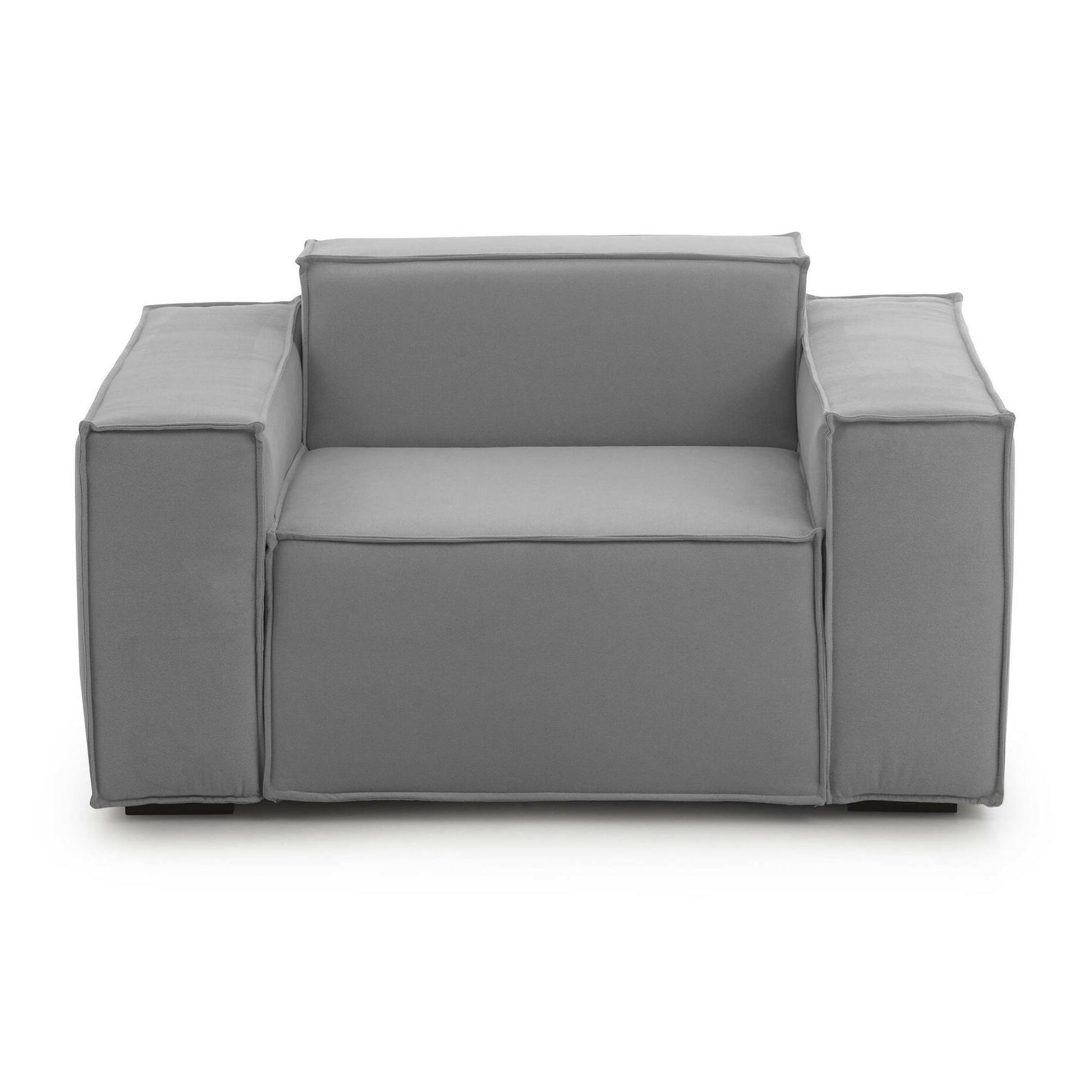 Poltrona Emanuela, Poltrona da salotto, 100% Made in Italy, Poltroncina relax in tessuto imbottito, Cm 140x95h70, Grigio