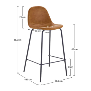 Lot de 2 chaises pour îlot central 65 cm en cuir synthétique camel - Henrik