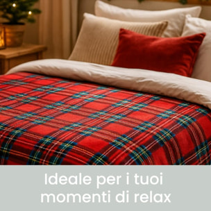 Coperta plaid in micropile tartan morbida e calda, leggera e avvolgente, ideale per divano e letto, tessuto soffice e resistente, mantiene il calore senza appesantire, facile da lavare, design scozzese elegante per casa e relax