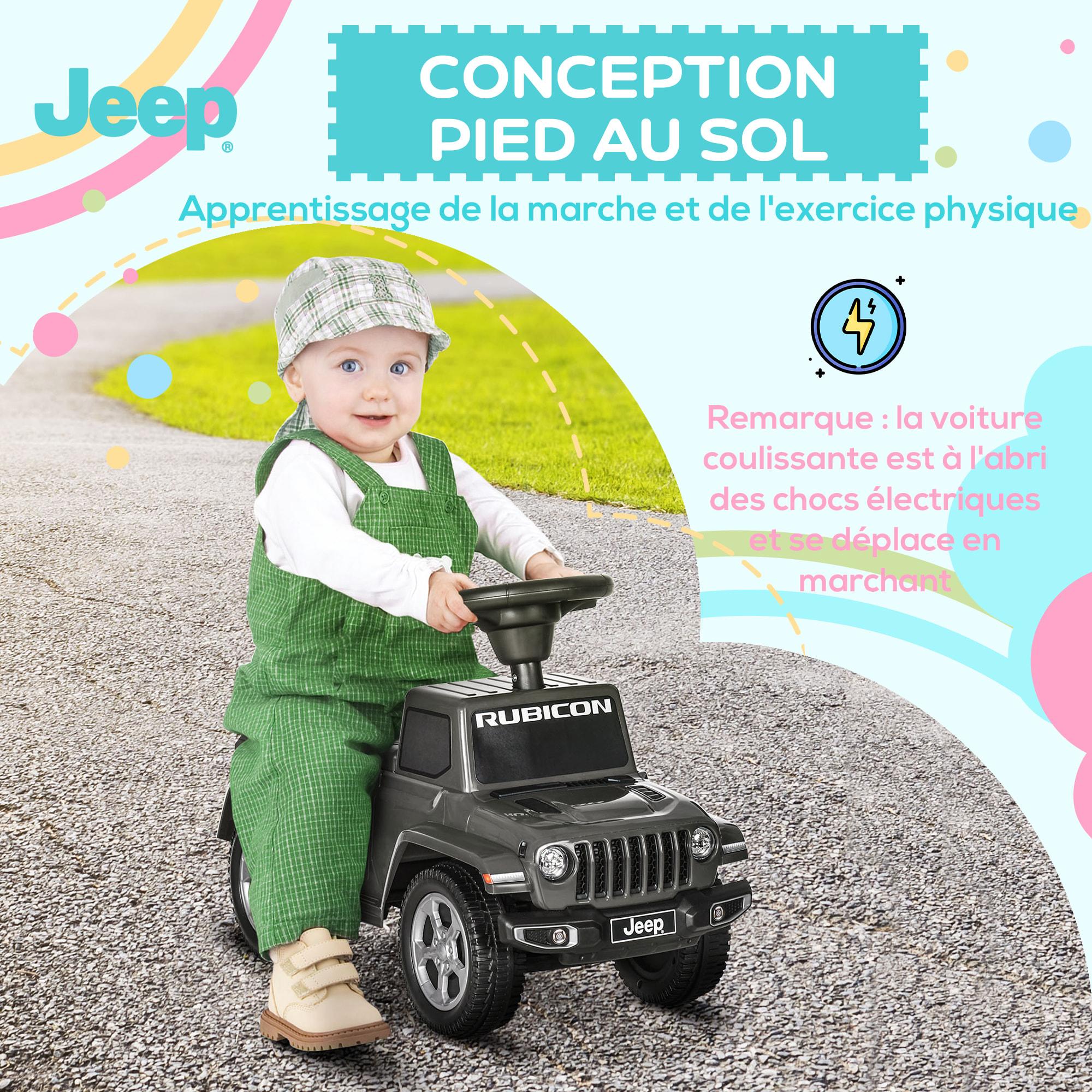 Porteur enfant voiture 18-36 mois klaxon bruit moteur coffre butée arrière anti-basculement gris