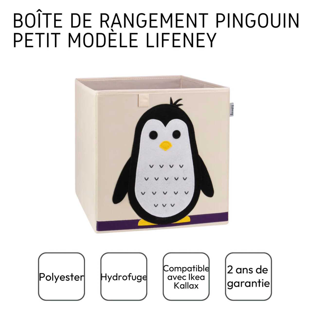 Boîte de rangement en tissu pour enfant "pingouin", compatible Ikea Kallax Lifeney