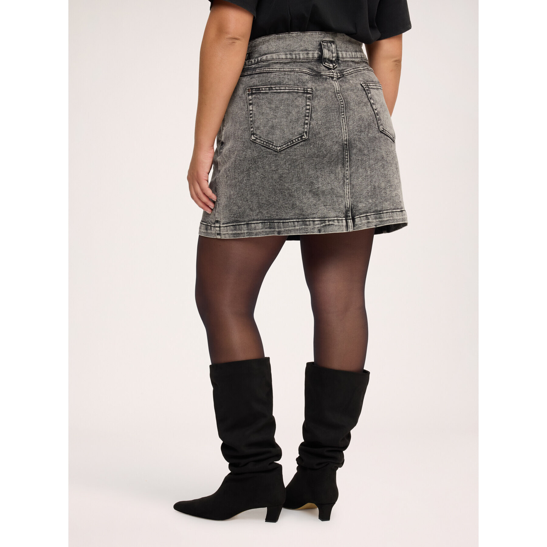 Fiorella Rubino - Minigonna in denim stone washed - Grigio