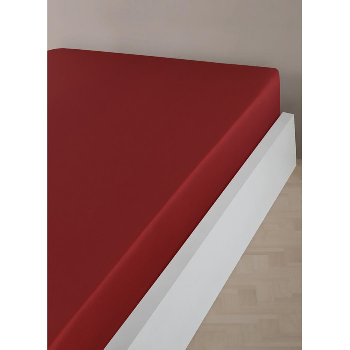 Drap housse satin de coton bordeaux