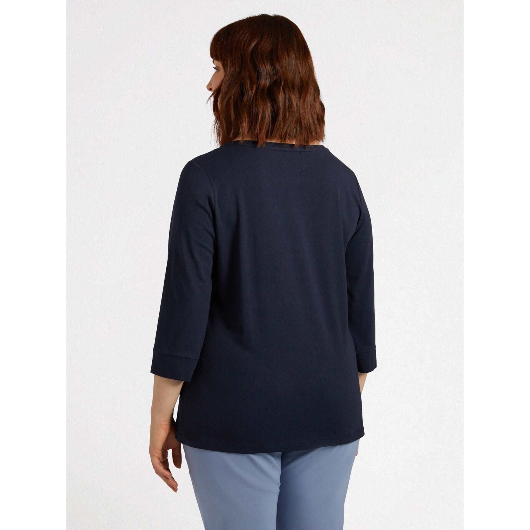 Fiorella Rubino - Camiseta con texto y flores bordadas - Azul