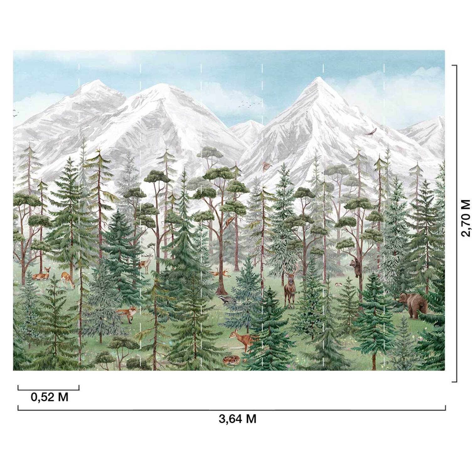 Papier peint panoramique animaux en montagne Intissé