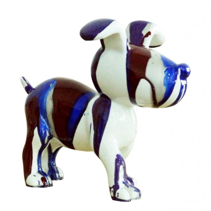 Statuette chien bleu et marron en résine H14cm - WHITE SNOOP